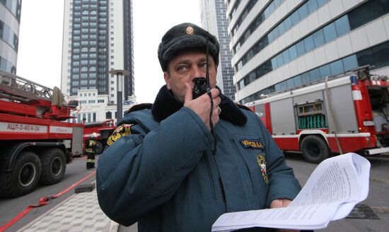 Firefighting exercise at the Grozny City high-rise development