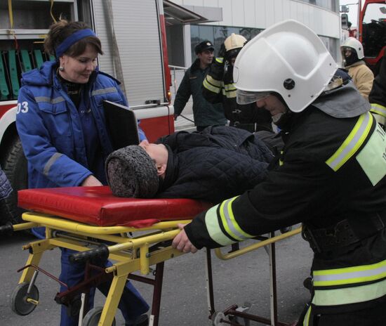 Firefighting exercise at the Grozny City high-rise development