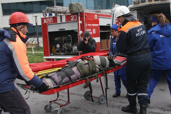 Firefighting exercise at the Grozny City high-rise development