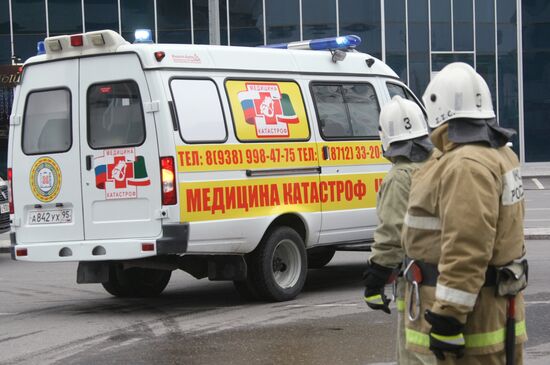 Firefighting exercise at the Grozny City high-rise development