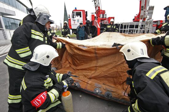 Firefighting exercise at the Grozny City high-rise development