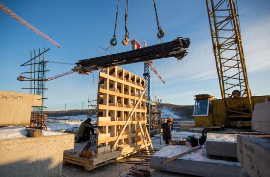 Nizhne-Bureiskaya hydro power plant under construction in Amur Region