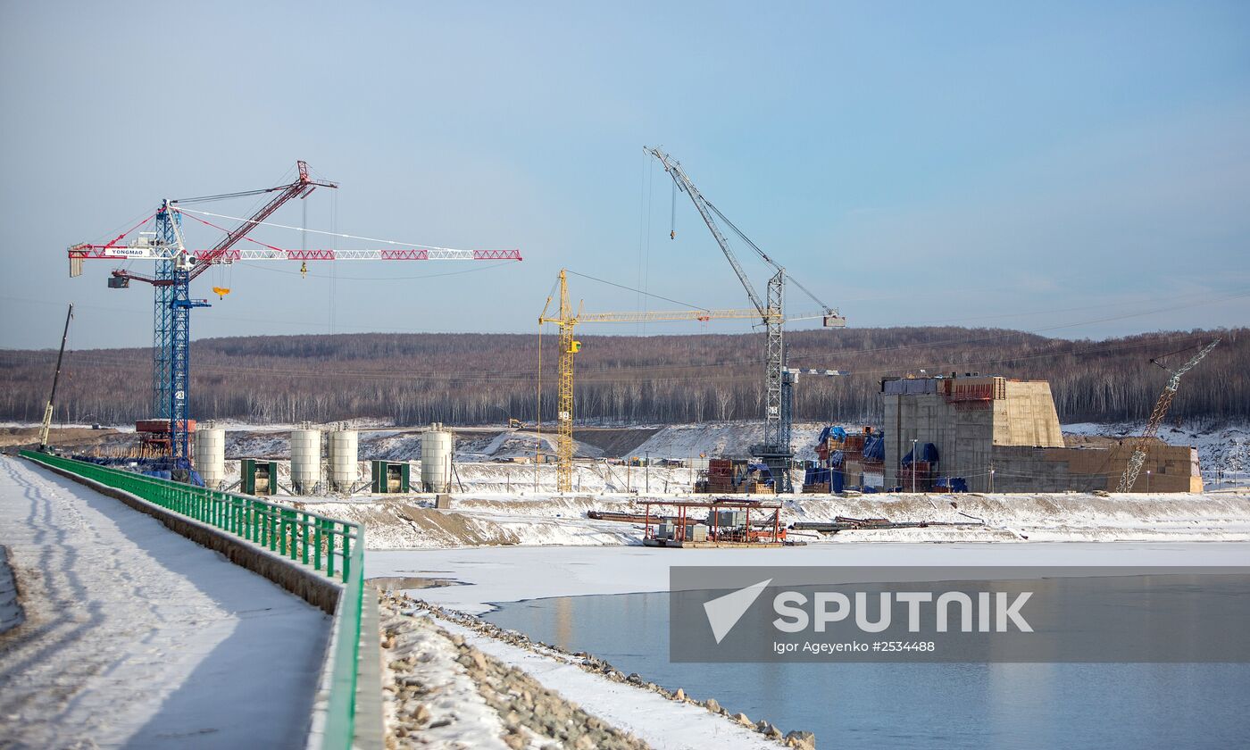 Nizhne-Bureiskaya hydro power plant under construction in Amur Region