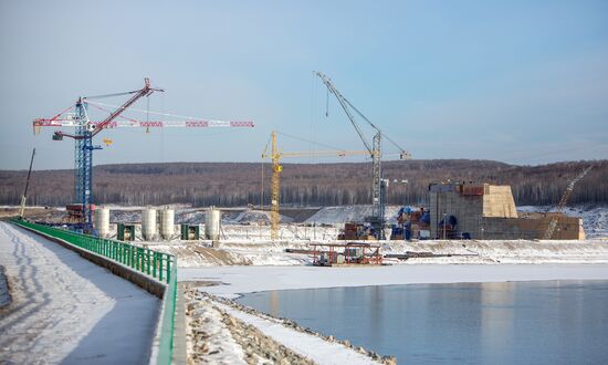 Nizhne-Bureiskaya hydro power plant under construction in Amur Region