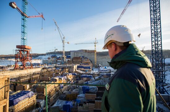 Nizhne-Bureiskaya hydro power plant under construction in Amur Region