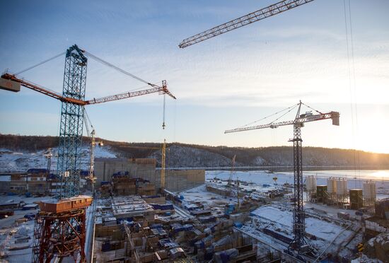 Nizhne-Bureiskaya hydro power plant under construction in Amur Region