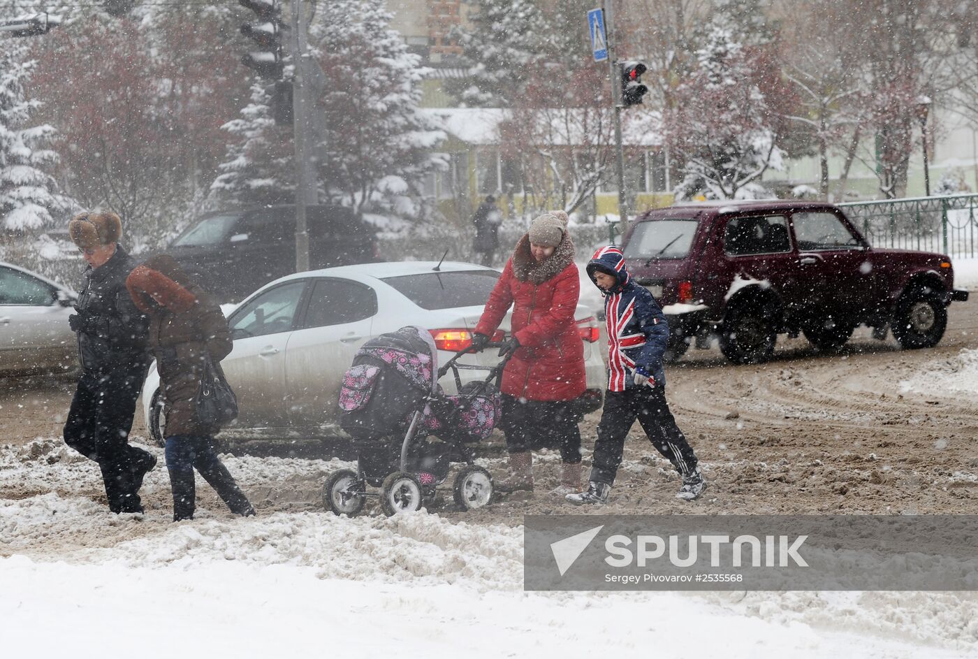 Snowfall in Rostov region