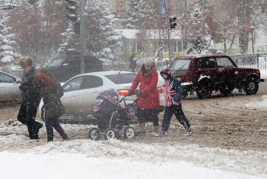 Snowfall in Rostov region