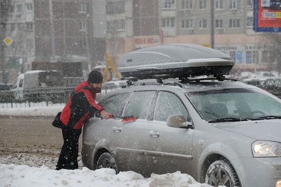 Snowfall in Rostov region