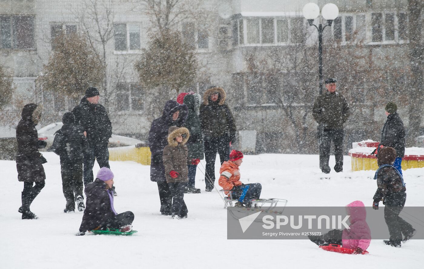 Snowfall in Rostov region