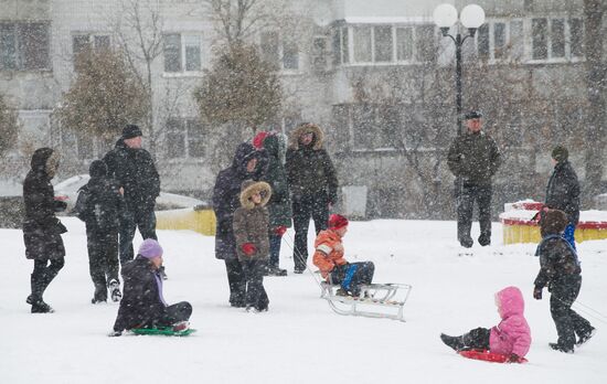 Snowfall in Rostov region