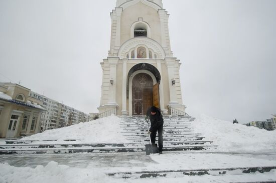 Snowfall in Rostov region