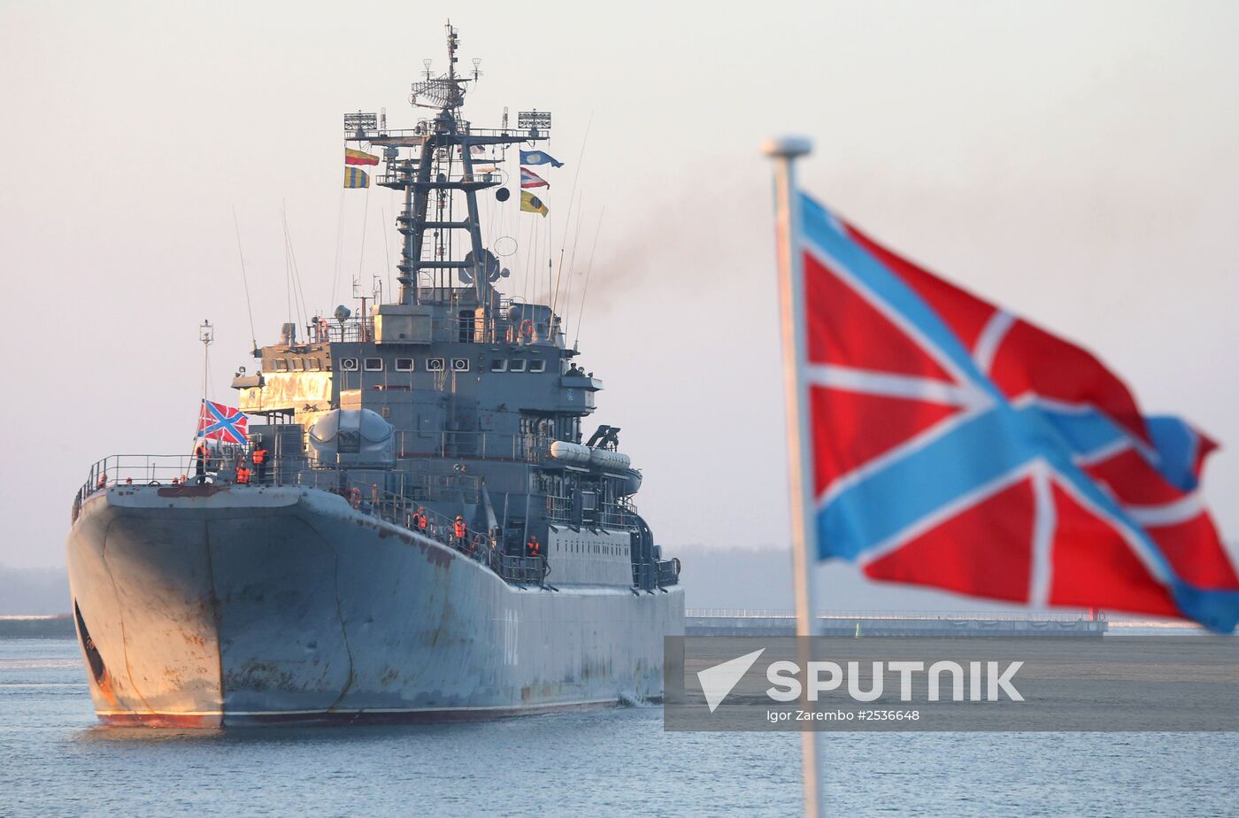 The Kaliningrad large landing ship is back to Baltiysk naval harbor