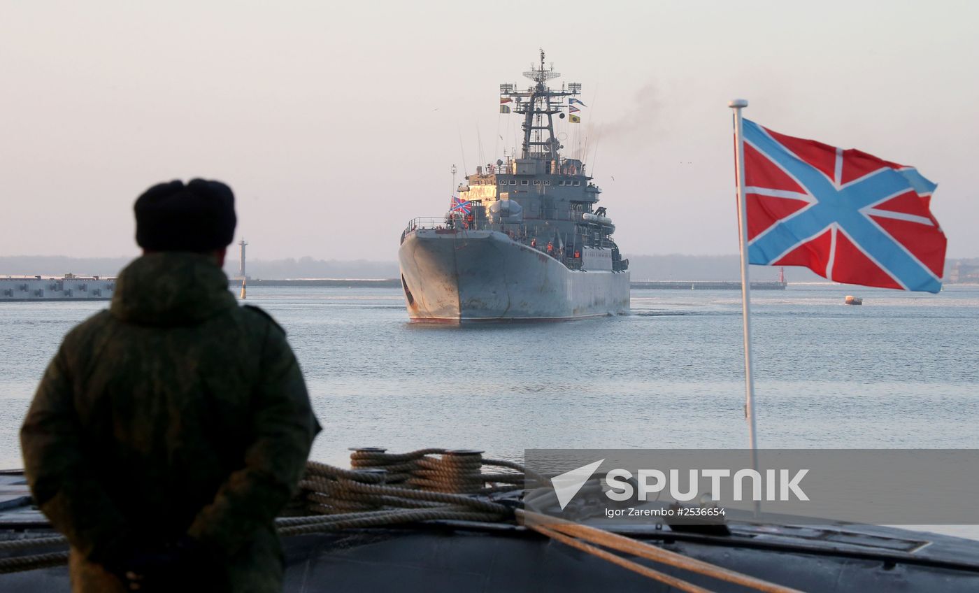 The Kaliningrad large landing ship is back to Baltiysk naval harbor