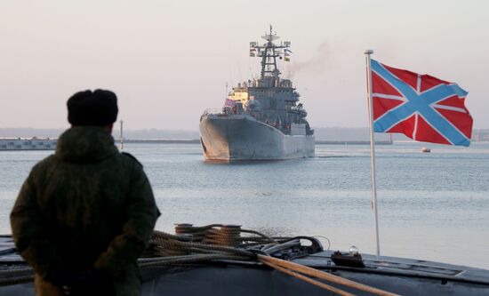 The Kaliningrad large landing ship is back to Baltiysk naval harbor