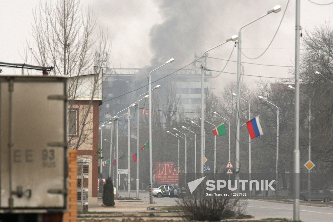 Counter-terrorism operation at Press House in Grozny