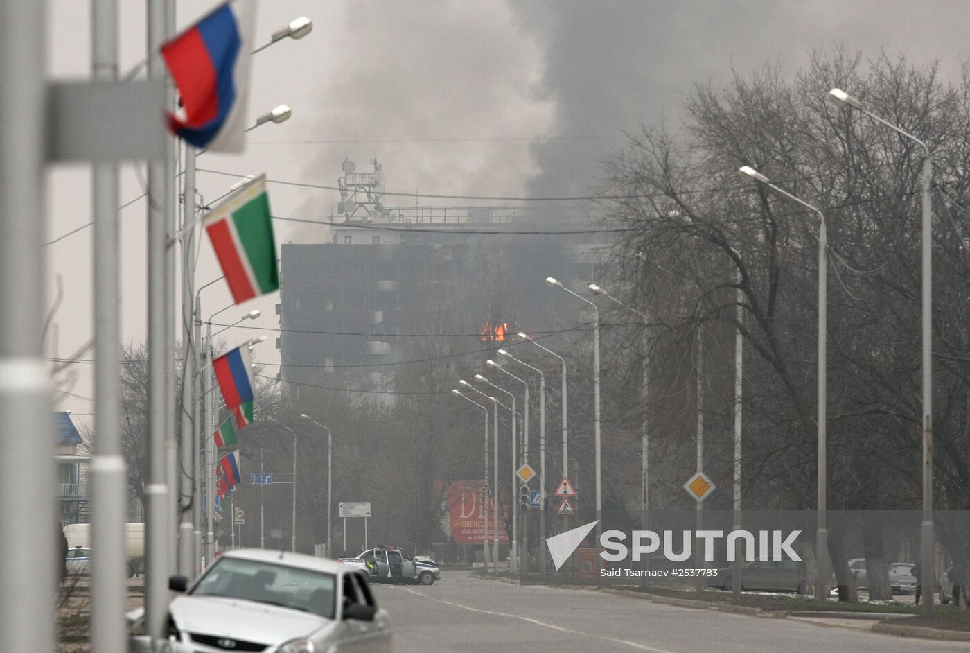 Counter-terrorism operation at Press House in Grozny