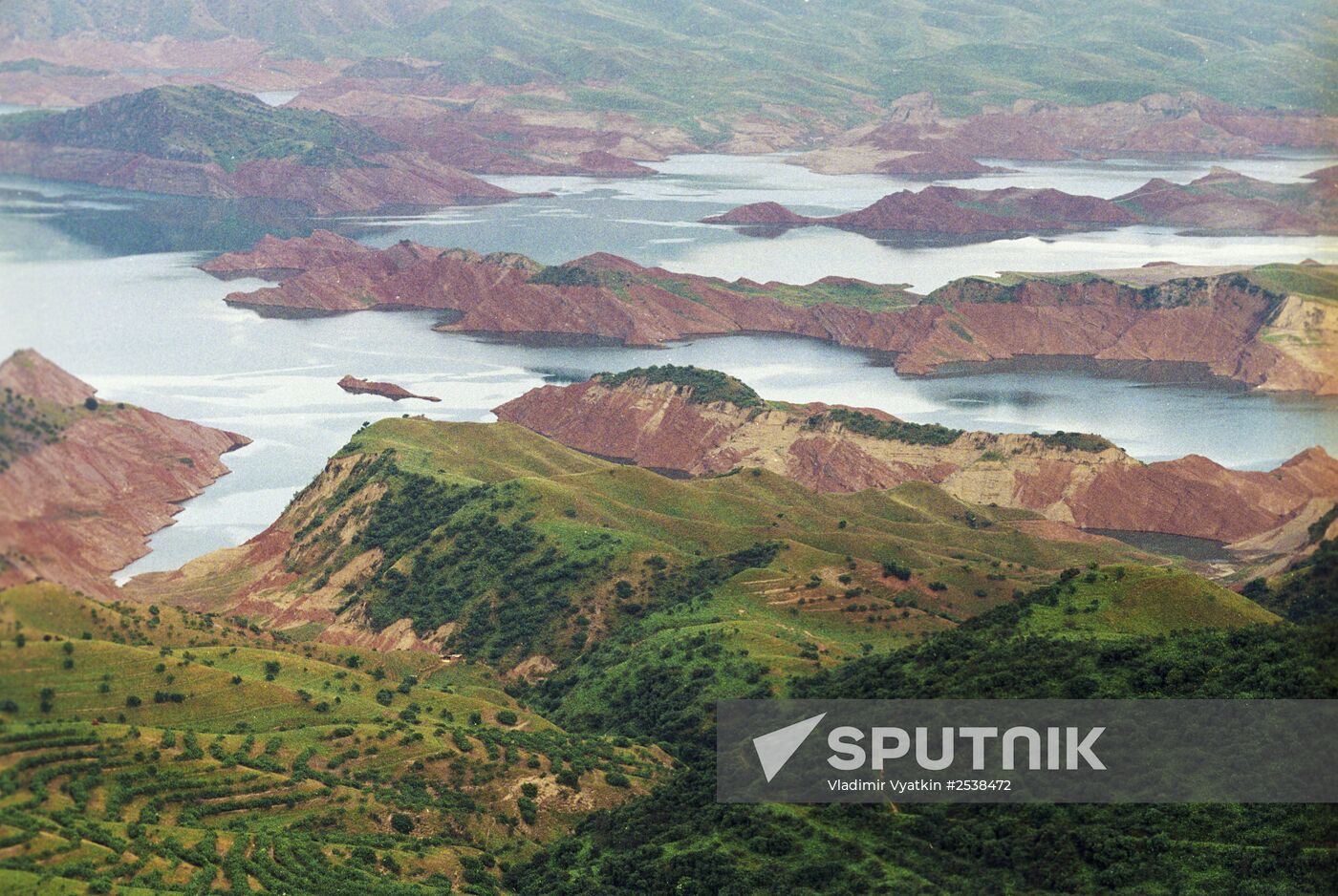 Nurek reservoir in Tajikistan