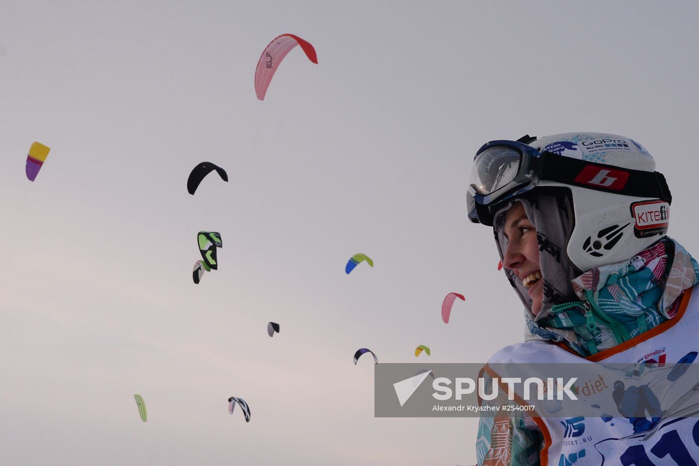 Siberian Winter Snow-Kiting Cup on the ice-covered reservoir of the Novosibirsk hydropower station