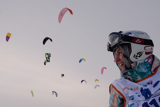 Siberian Winter Snow-Kiting Cup on the ice-covered reservoir of the Novosibirsk hydropower station