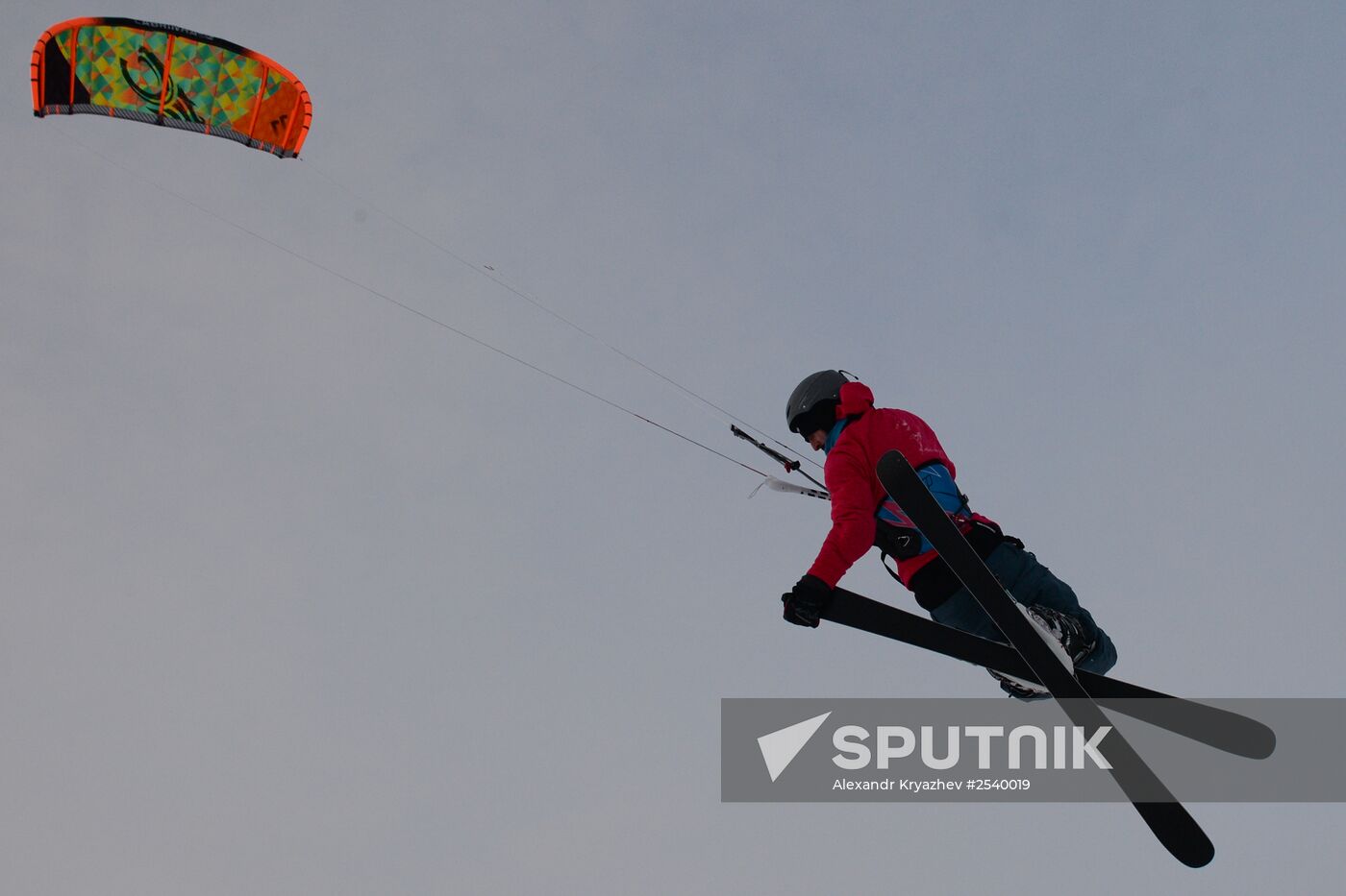 Siberian Winter Snow-Kiting Cup on the ice-covered reservoir of the Novosibirsk hydropower station
