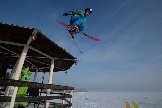 Siberian Winter Snow-Kiting Cup on the ice-covered reservoir of the Novosibirsk hydropower station