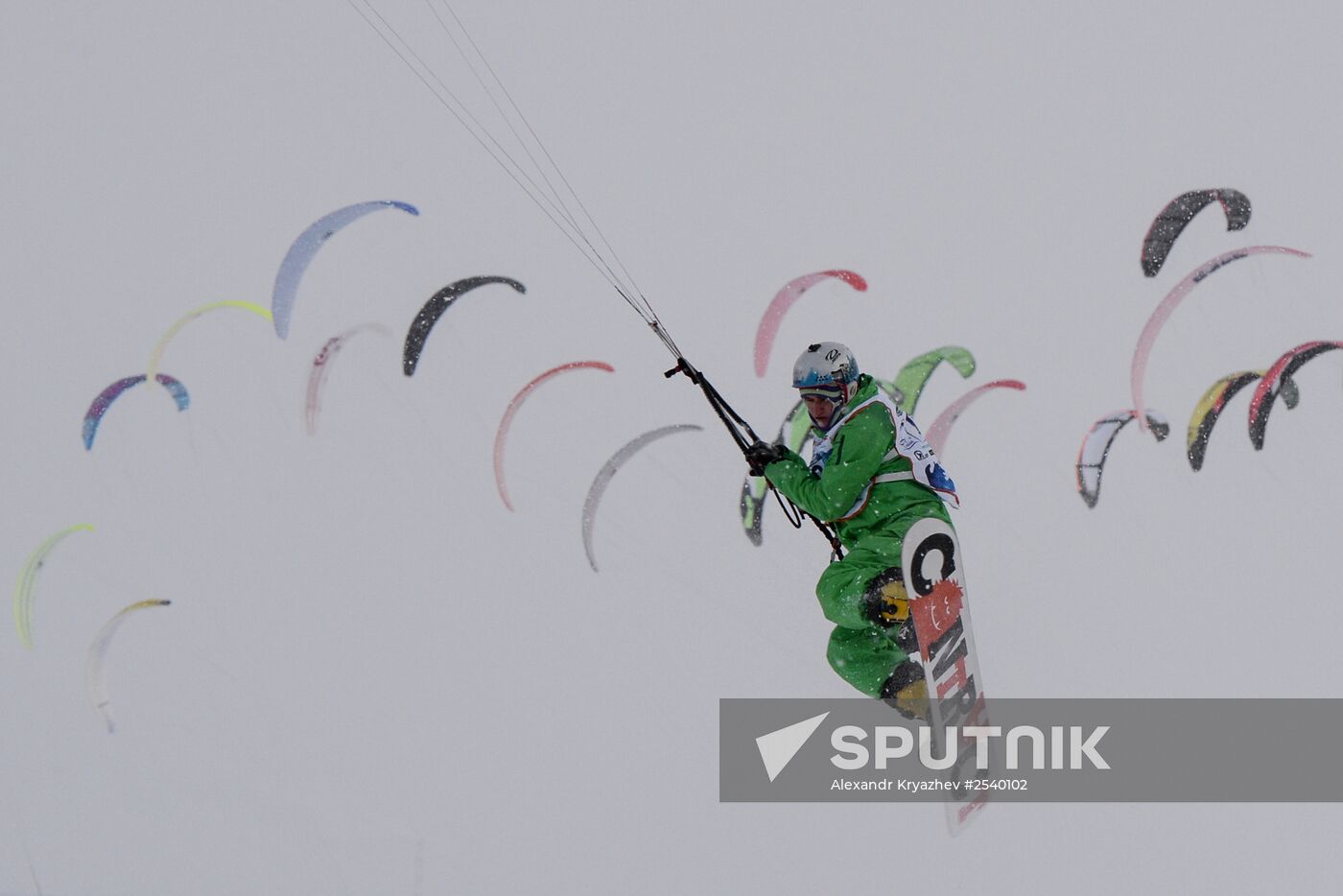 Siberian Winter Snow-Kiting Cup on the ice-covered reservoir of the Novosibirsk hydropower station