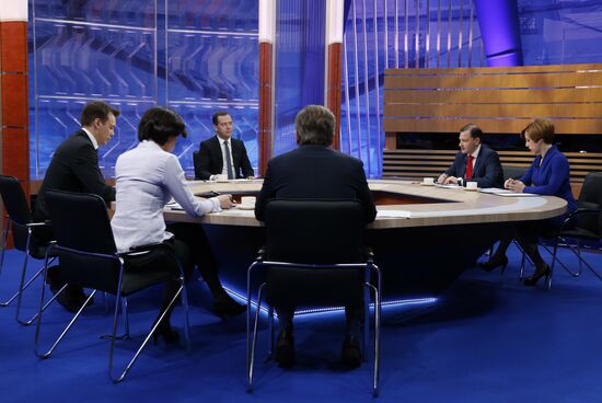 Dmitry Medvedev interviewed by Russian TV channels