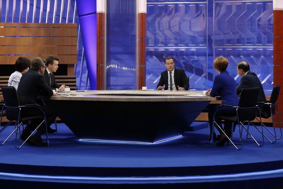 Dmitry Medvedev interviewed by Russian TV channels