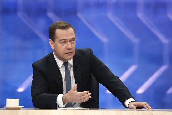 Dmitry Medvedev interviewed by Russian TV channels