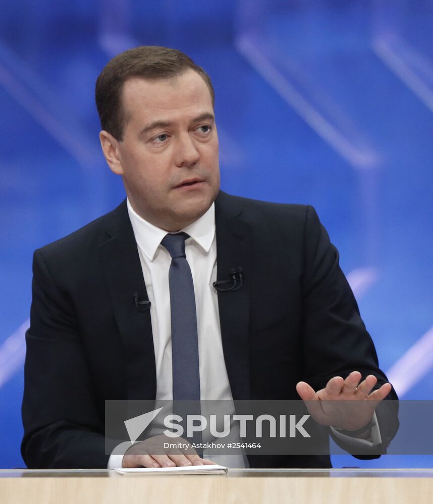 Dmitry Medvedev interviewed by Russian TV channels