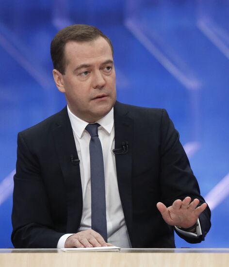 Dmitry Medvedev interviewed by Russian TV channels