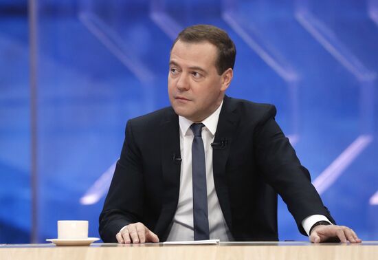Dmitry Medvedev interviewed by Russian TV channels