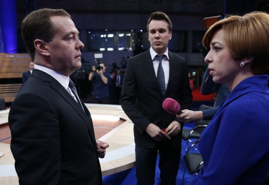 Dmitry Medvedev interviewed by Russian TV channels