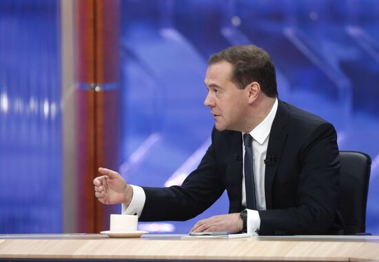 Dmitry Medvedev interviewed by Russian TV channels