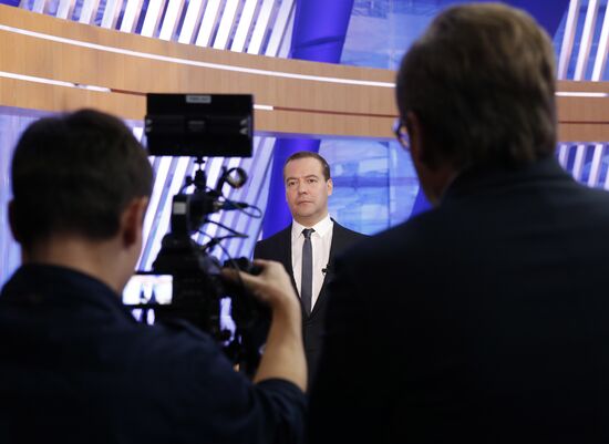 Dmitry Medvedev interviewed by Russian TV channels