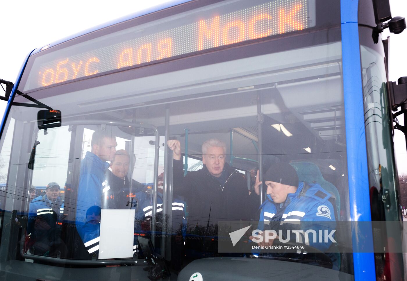 Sergei Sobyanin inspects new low-floor buses