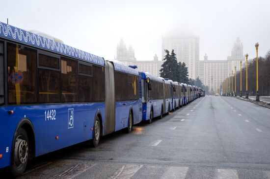 Sergei Sobyanin inspects new low-floor buses