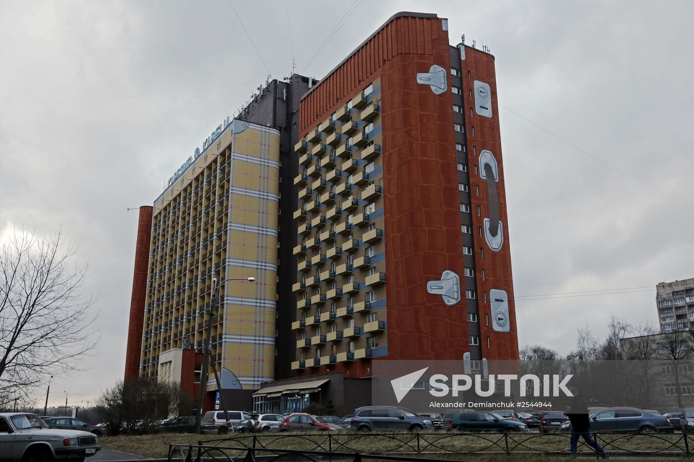 Paintings on walls of buildings in St. Petersburg