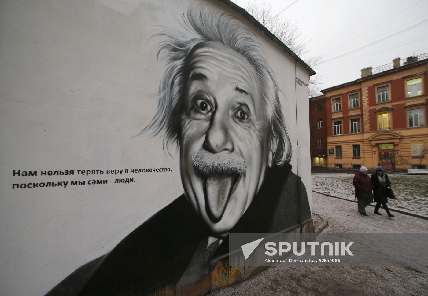Paintings on walls of buildings in St. Petersburg