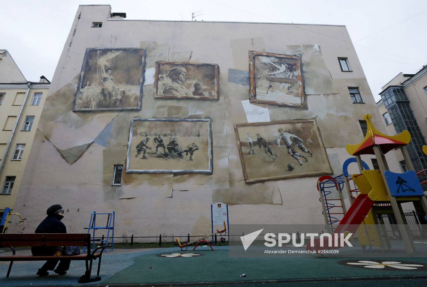 Paintings on walls of buildings in St. Petersburg