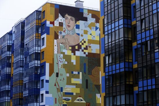 Paintings on walls of buildings in St. Petersburg