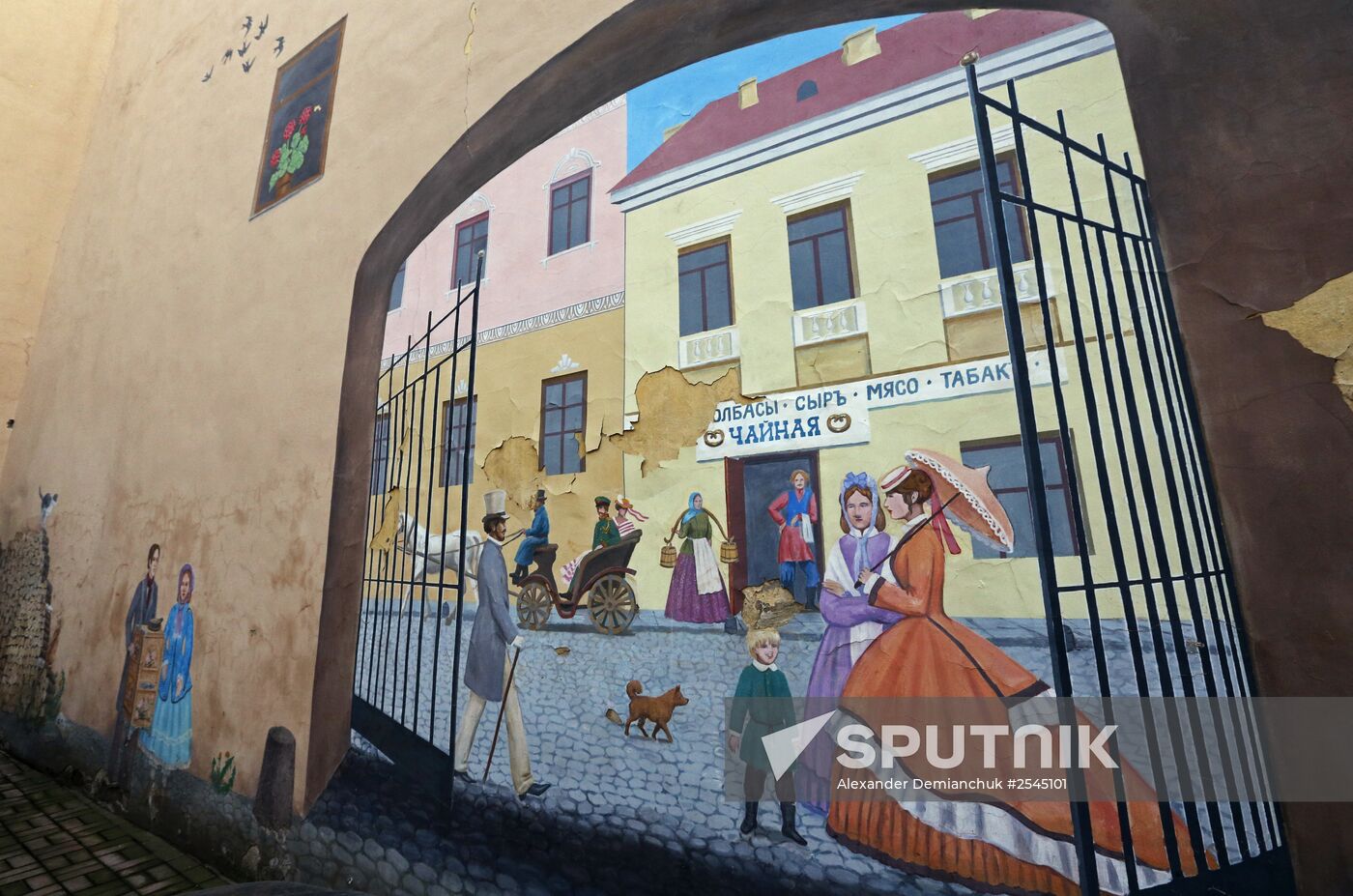 Paintings on walls of buildings in St. Petersburg