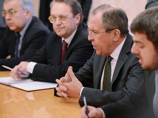 Russian Foreign Minister Sergei Lavrov meets with Palestinian National Administration’s Negotiator Sahib Oreikat