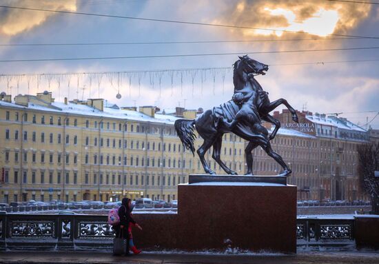 Snowfall in St. Petersburg