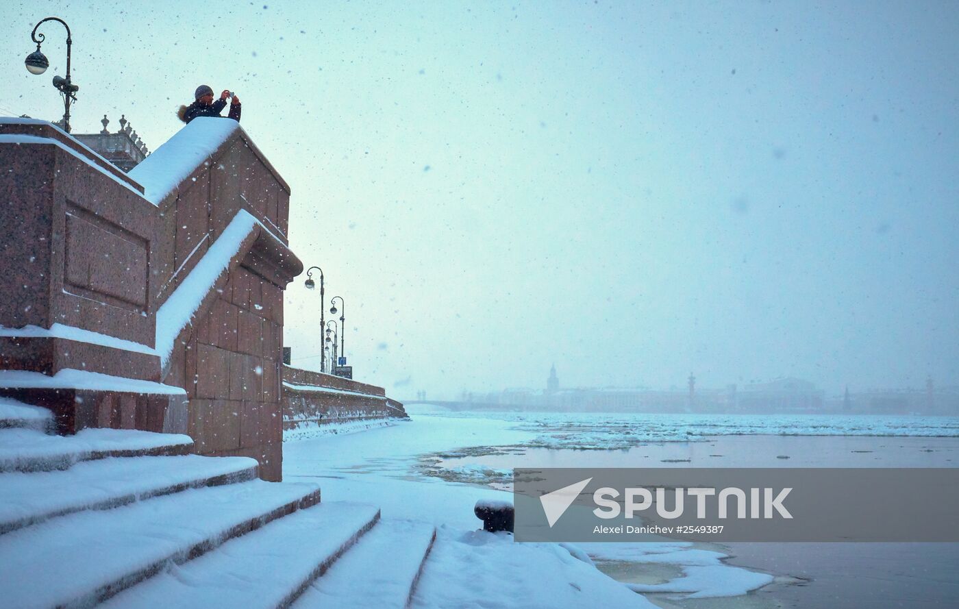 Snowfall in St. Petersburg