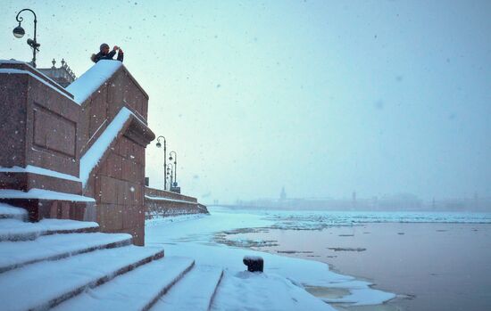 Snowfall in St. Petersburg