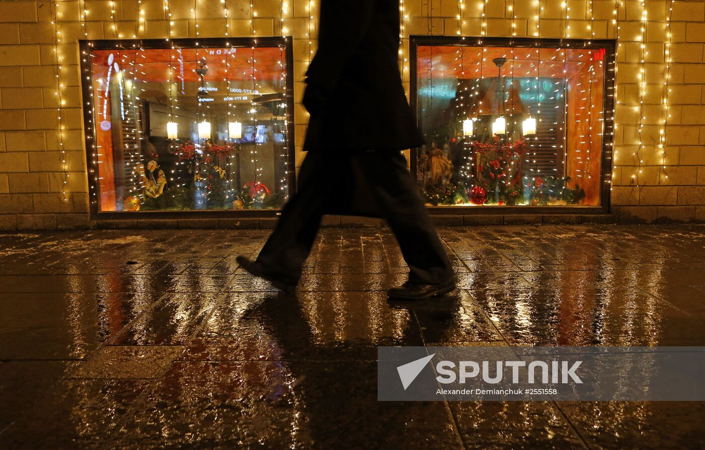 New Year decorations on Nevsky Prospekt in St. Petersburg