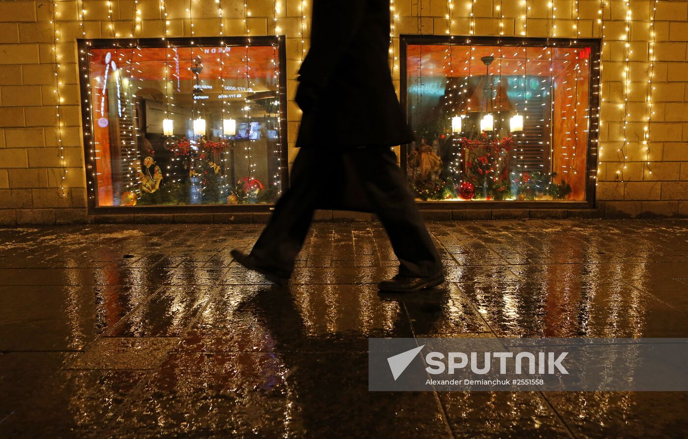 New Year decorations on Nevsky Prospekt in St. Petersburg