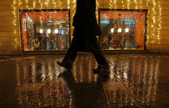 New Year decorations on Nevsky Prospekt in St. Petersburg